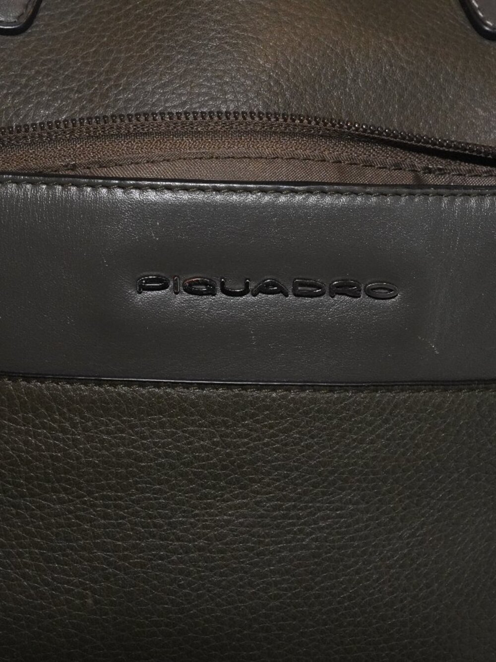 Piquadro Leather Laptop Briefcase Green Crossbody Work Bag